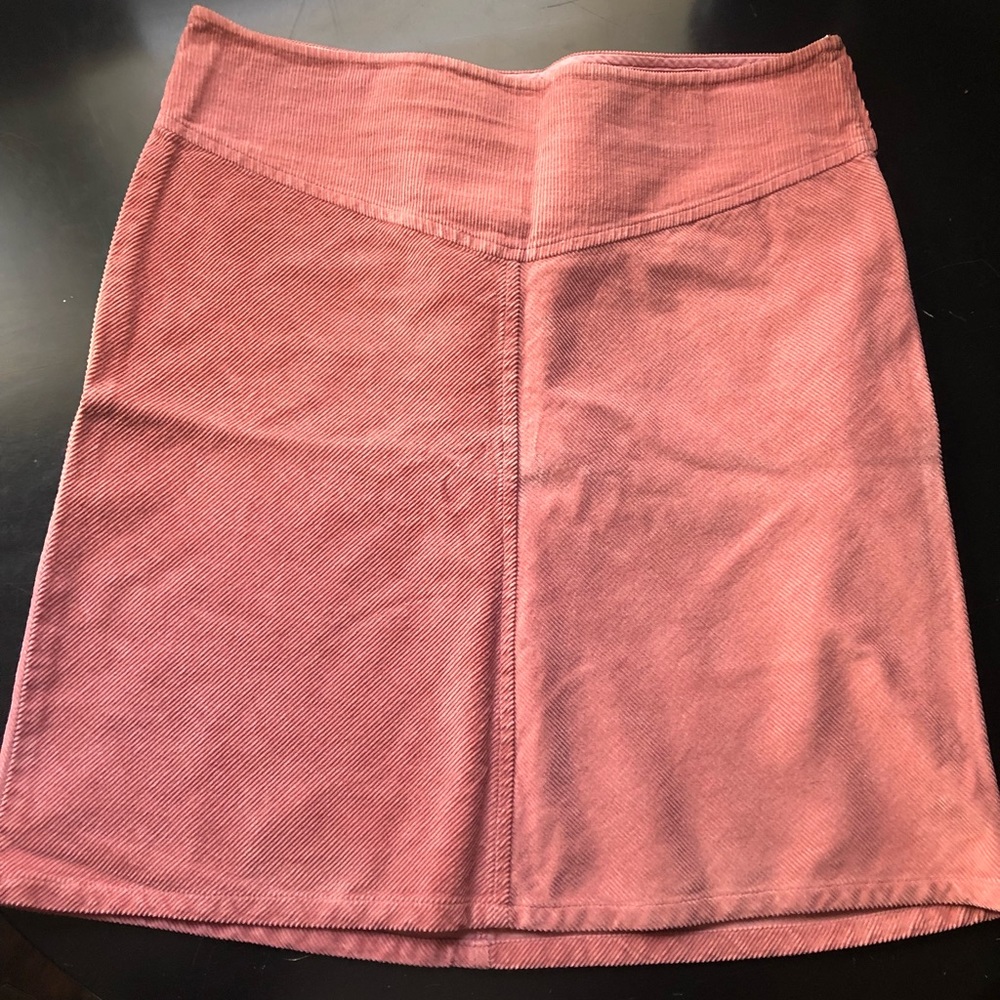 Knee length pink corduroy tube/pencil skirt